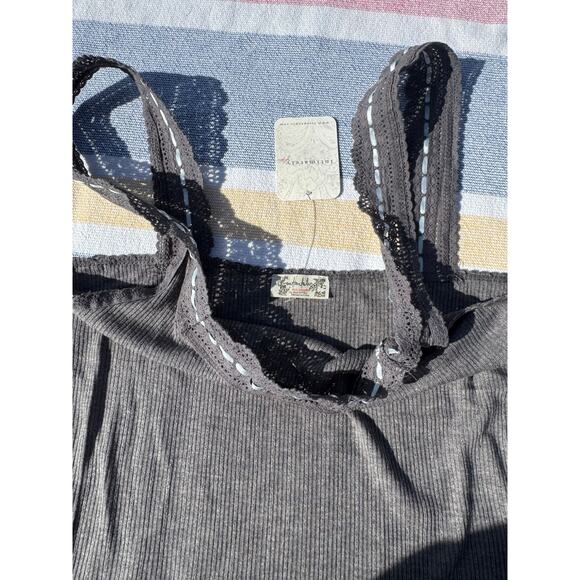 NWT, Free People Only You Tank - Heather Grey Crochet Detail, Sz S - Picture 3 of 6